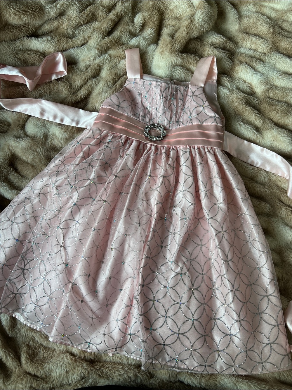 Girls Pink Fancy Dress with tie back Size 4